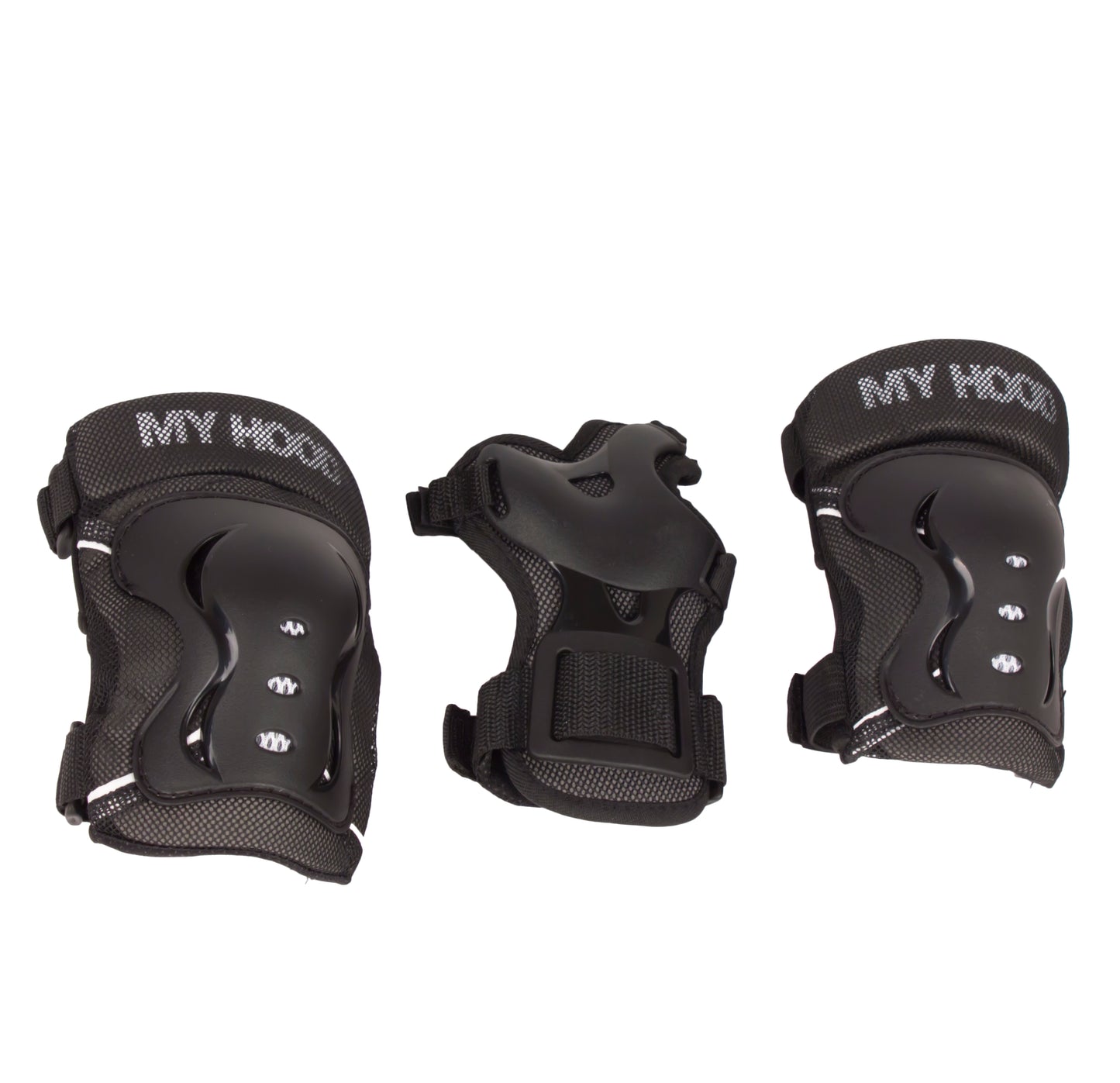 Protektoren Set von My Hood schwarz für Knie, Hand & Ellenbogen