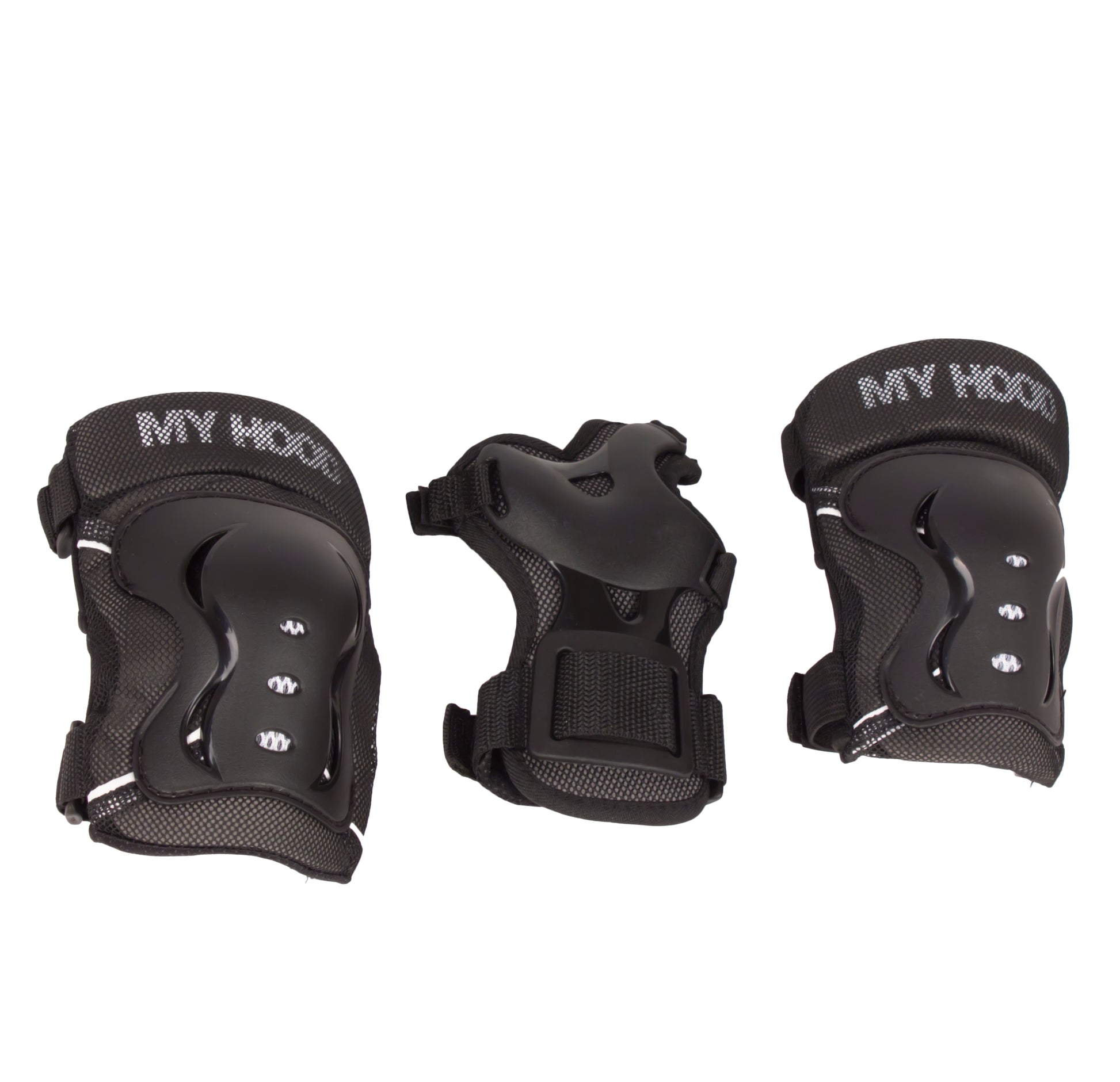 Protektoren Set von My Hood schwarz für Knie, Hand & Ellenbogen